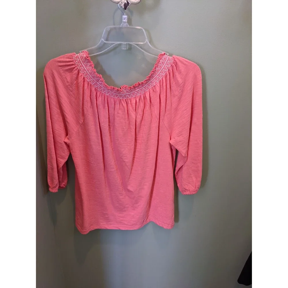Talbots Peach Tassel 3/4 Sleeve Shirt - Size XS